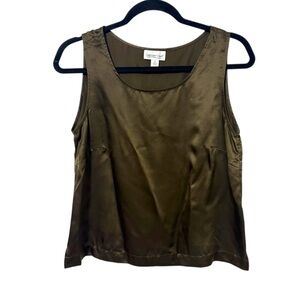 Coldwater Creek Size Small Olive Green Silk Tank Top Lightweight Travel Basic